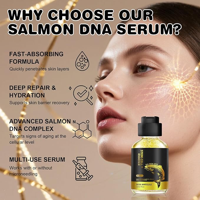 Salmon DNA Serum – 2 Pcs Salmon DNA Microneedling Serums for Face and Body, Anti-Aging Hydration Booster, Skin Repair, Brightening & Firming Serum for Use with Microneedling, Derma Roller & Pen