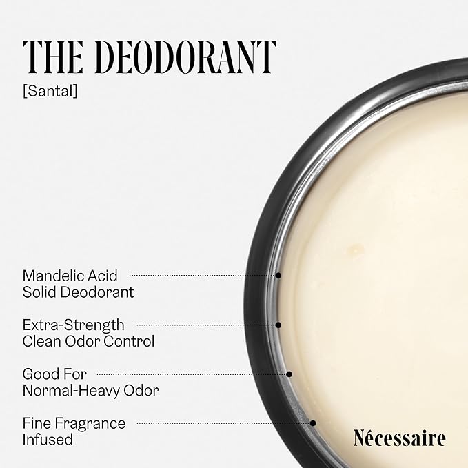 Nécessaire The Deodorant Santal | Natural Aluminum Free Deodorant For Women & Men. Extra Strength Treatment with Mandelic Acid. Free of Baking Soda, Ozokerite & Parabens (75 g/2.5 oz)