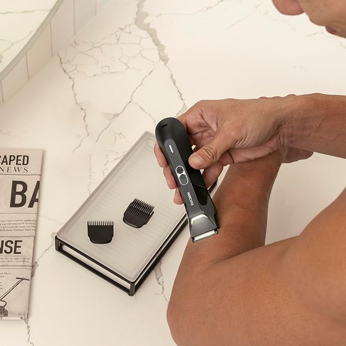 MANSCAPED® The Lawn Mower® 4.0 PRO - Groin & Body Hair Trimmer, Updated SkinSafe® Trimmer Blade, Waterproof Wet/Dry Groomer, USB-C & Wireless Charging Compatible, Men’s Ball Shaver with Travel Lock