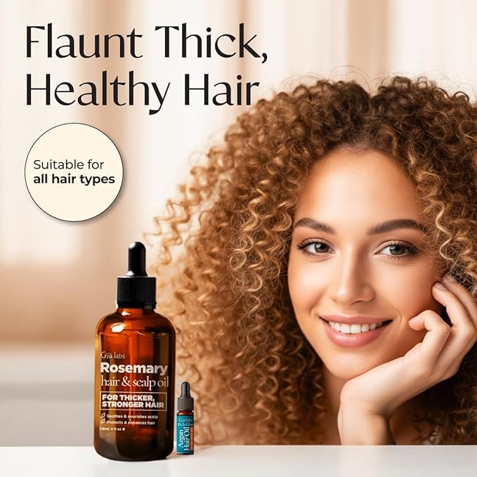 Gya Labs Rosemary & Castor Hair Oil - 4 Fl Oz - for Scalp Health, Strengthens & Protection from Damage