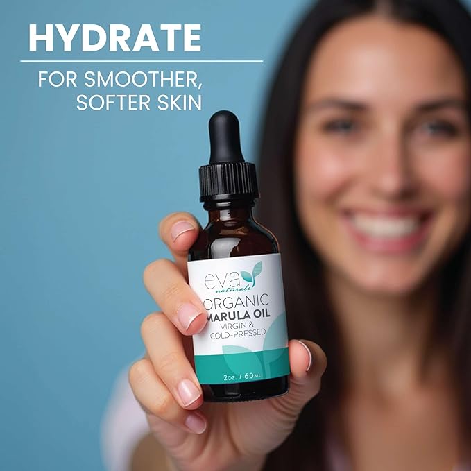 Eva Naturals Marula Oil – 100% Pure Cold Pressed Oil for Face, Hair, Skin & Body – Lightweight Facial & Massage Serum – Moisturizer for Aging Care, Gua Sha & Beard Use