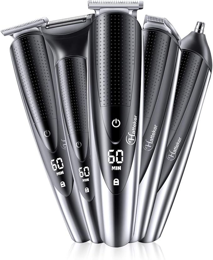 Hatteker Mens Beard Trimmer Grooming kit Hair Trimmer Mustache Trimmer Body Groomer for Nose Ear Facial Hair Cordless Waterproof 5 in 1