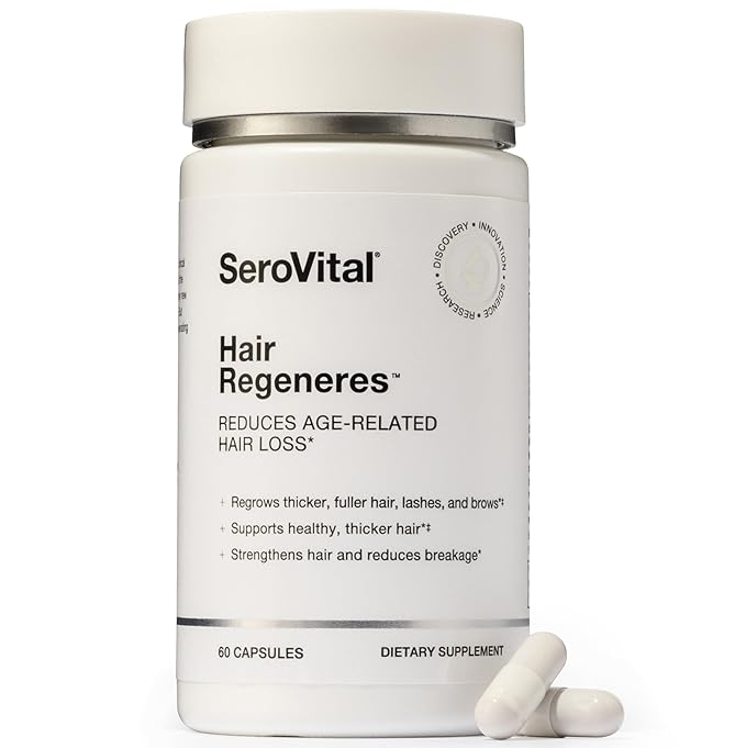Serovital Hair Regeneres - Enhanced Hair Growth Vitamins for Women, Decrease Hair Loss and Shedding, Strengthen and Thicken Hair, Reduce Greying and Breakage, Regrow Hair, Hair Vitamins - 60 Count