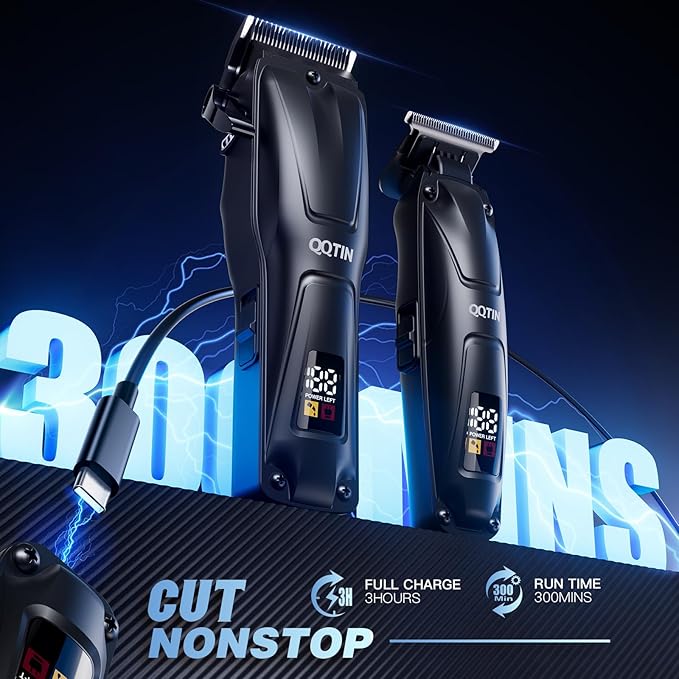 Hair Clippers for Men, Cordless Hair Trimmer for Hair Cutting with Long Battery Life, 8500RPM Electric Clippers and Trimmers Set for Self-Haircut and Family Use (Black)