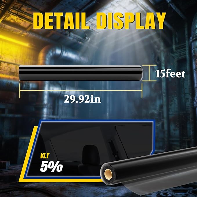 ARANA Nano Ceramic Car Window Tint Film 5% Percent - 30" x15FT Heat & UV Blocking, Privacy Anti-Glare, Scratch & Explosion Proof Auto Tinted Film for Cars & Trucks