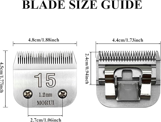 15 Cut Length 3/64"(1.2mm) Detachable Pet Dog Clipper Blades UltraEdge Series Clipper Blades for Dog Grooming Compatible with Most Andis,Oster A5 Wahl KM Series Clippers