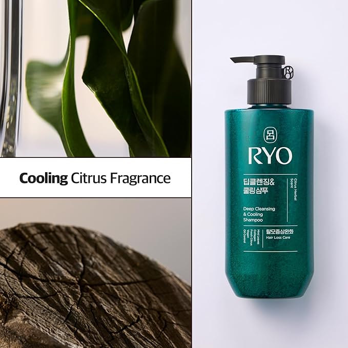 RYO Deep Cleansing Shampoo with Korean Ginseng & Caffeine - Cooling and Refreshing for Oily Scalp, Hair Loss Care, Anti-Dandruff, Sebum Control, 16 Fl Oz.