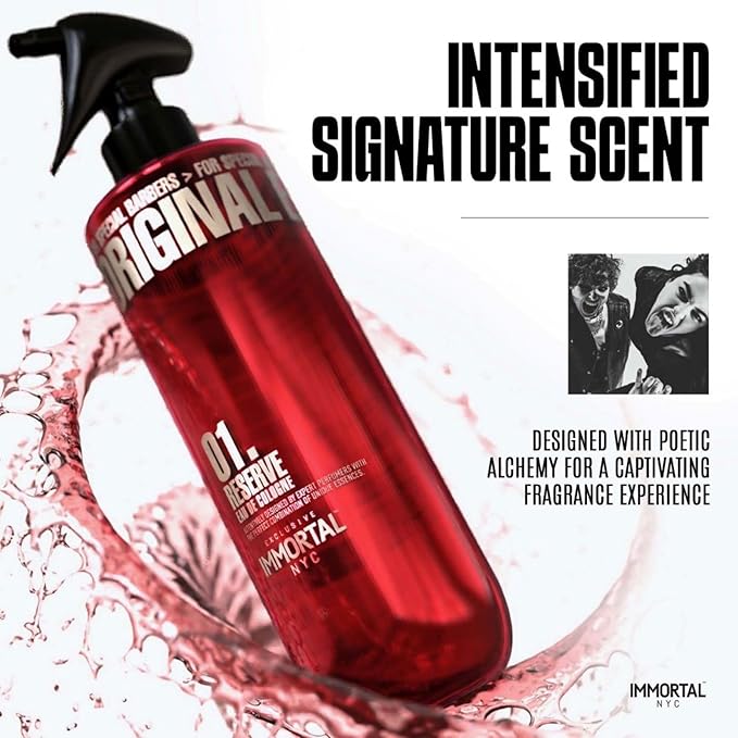 Immortal NYC Reserve 01, After Shave Spray Body/Face Men's Cologne, 17 oz, Exclusive Barbers, Softens Skin, Refreshes, Disinfects and Relieves Face and Skin, Moisturizing Formula After Shaving
