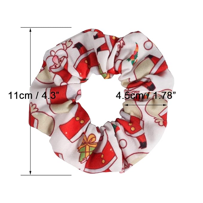 12 PCS Christmas Hair Scrunchies Snowflake Santa Christmas Tree Antlers Elk Snowman Hair Ties Soft Elastic Hair Bands for Women Girls Gifts Ponytail Holders Hair Accessories