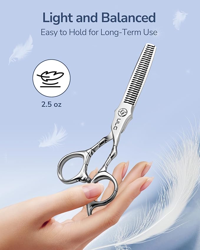 ULG Professional Hair Thinning Scissors 7" Japanese Stainless Steel Hand-Honed Salon Barber Scissors for Stylist & Home Use, Texturizing Shears for Men & Women, Ergonomic Design with Patterned Handles