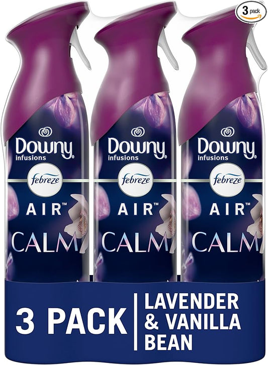 Febreze Air Mist Air Freshener Spray, Odor-Fighting Room Spray, Air Fresheners for Home and Bathroom and Kitchen, Aerosol Can, Downy Calm Scent, 8.8oz, 3 Count