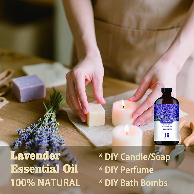 Lavender Essential Oil-Lavender Fragrance Oil 16.33oz (490ml)-100% Pure Natural Scent for Diffusers, Candles, Soap Making & Aromatherapy-Relaxing Home & Gift Essential Oil for Bath, Massage