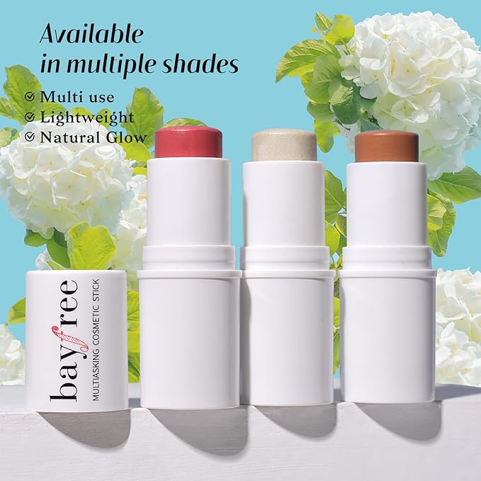 KIMUSE Face Sticks Trio, Cream Blush Stick & Highlighter Stick & Contour Stick for Sculpt the Cheeks, Long Lasting Cream Contour Stick Trio for Face Makeup, with Brush