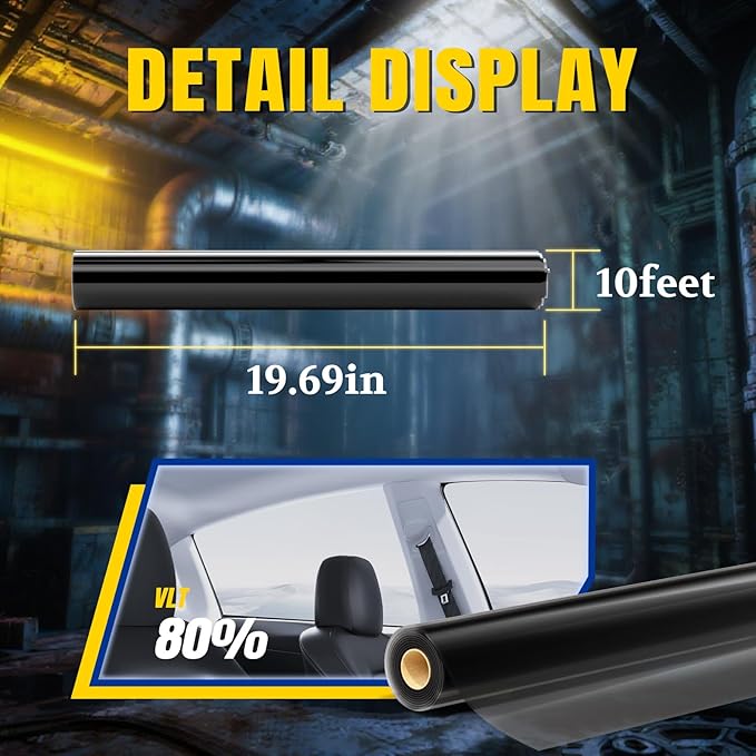 ARANA Car Window Tint Film 80% VLT - 20" in x 10'Ft Ceramic Window Tints for Front Windshield, Heat Control Block 99% UV/IR Rays HD Vision Anti Glare & Scratch