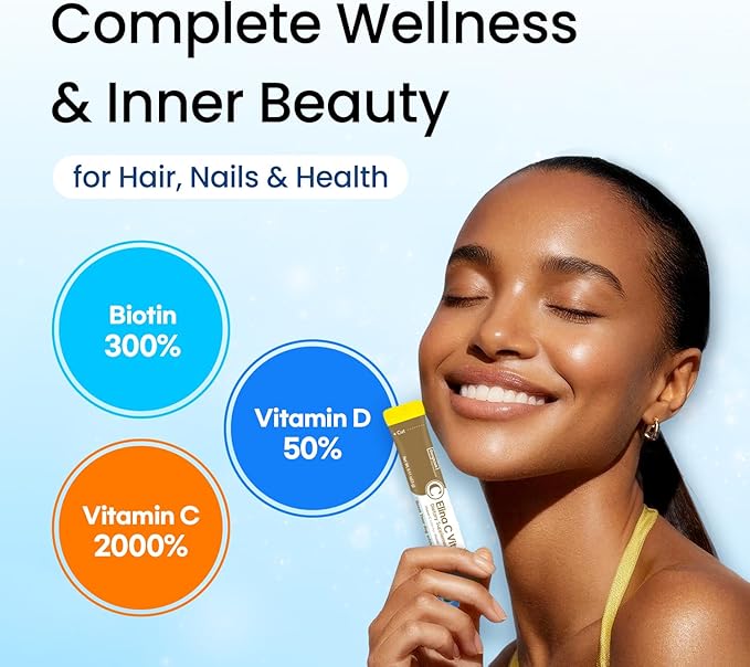 Vita Pop Vitamin C 2,000mg Korean High-Potency Daily Portable Zero Sugar Lemon Flavor Vitamin D & Biotin for Adults & Kids – Vitamin C Supplement for Immune Support, 30 Packets