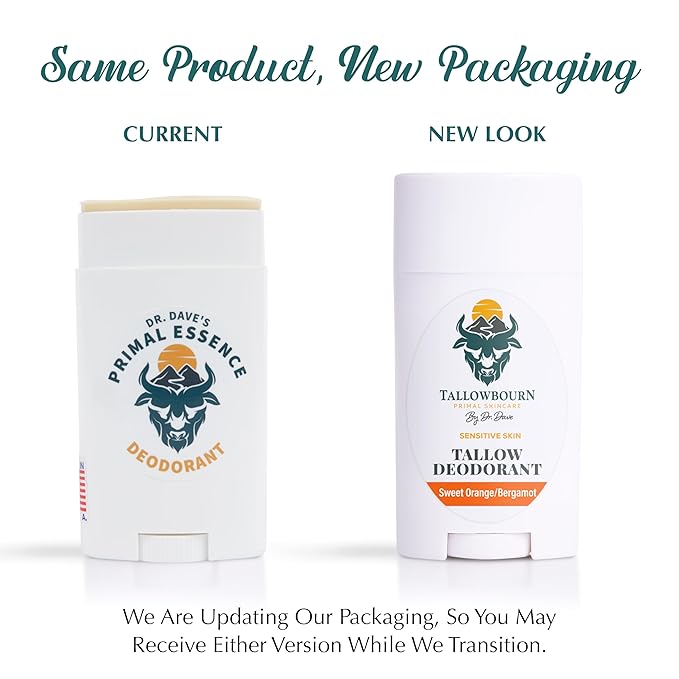 Dr. Dave's Primal Essence Sensitive Skin Natural Deodorant | Aluminum & Baking Soda Free | Men and Women | Fresh & Clean | All Day Dryness | Reduces Sweat and Odor (Sweet Orange & Bergamot) - 3 oz