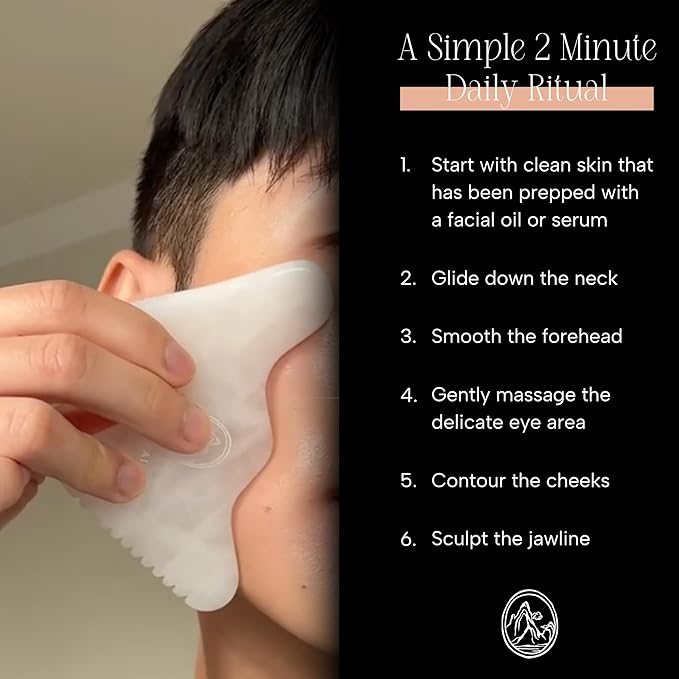 Mount Lai Vitality Qi White Jade Gua Sha Facial Tool – The Imperial Stone of Purity – Patented 5-Sided Professional Sculpting Tool for Lymphatic Drainage, Precision Contouring & Imperial Radiance