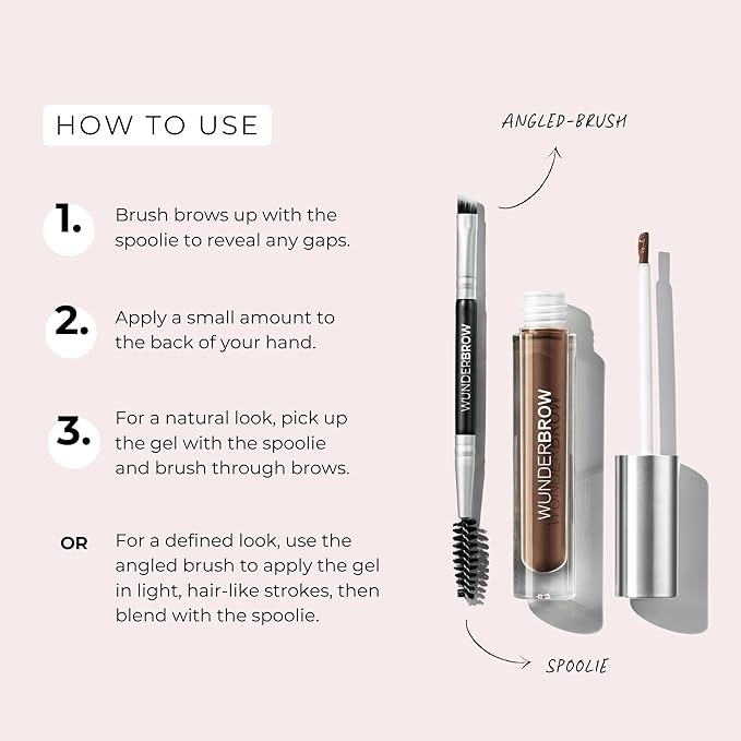 WUNDERBROW Waterproof Eyebrow Gel, Taupe-Grey, Vegan and Cruelty-Free