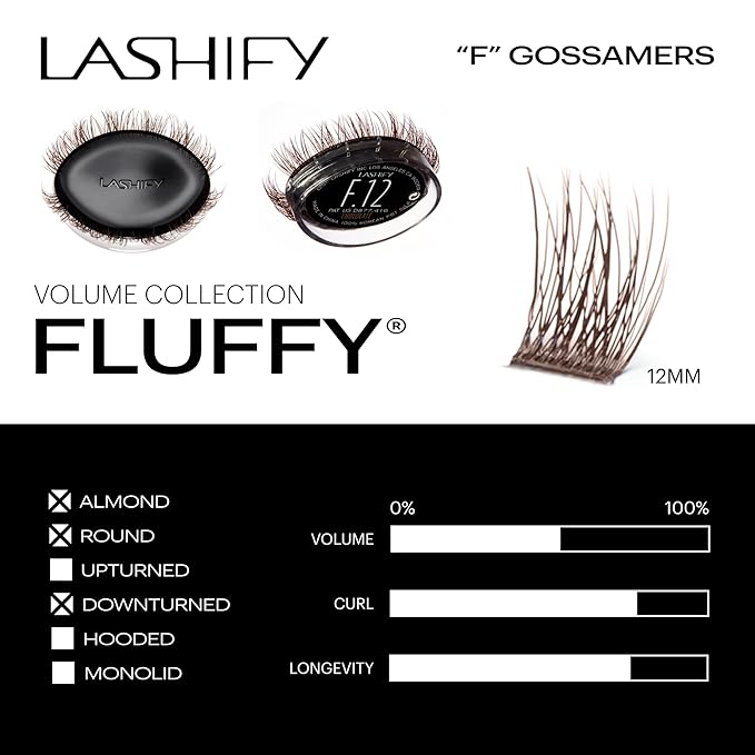 Lashify Fluffy 12mm Gossamer DIY Eyelash Extensions Refill, Chocolate Color, Easy False Lashes To Add Fullness and Dimension