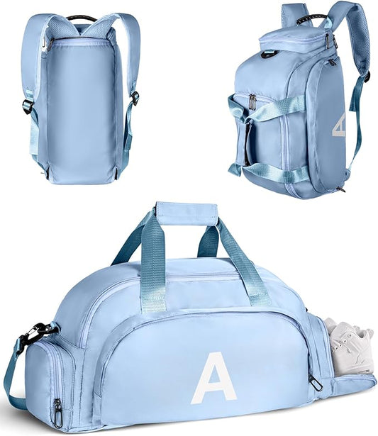 Birthday Gifts for Granddaughter, Initial Gym Bags with Shoe Compartment, Dance Bag for Girls, Monogram Kid Overnight Bags, Carry on Travel Duffel-Perfect for Sport Gymnastics (Letter A)