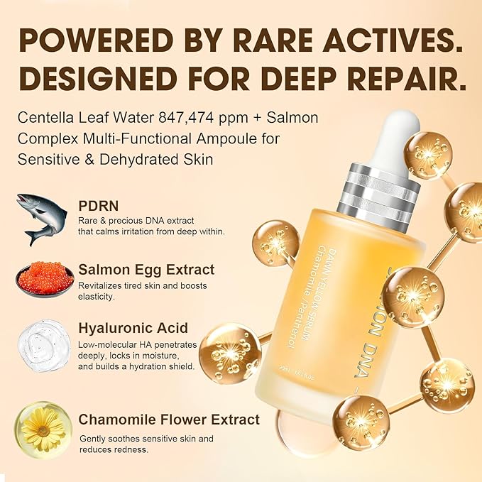 Salmon Caring Ampoule – Salmon DNA (PDRN) & Salmon Egg Extract, Chamomile Extract & Madecassoside | Soothing, Hydrating & Restoring for Sensitive Skin