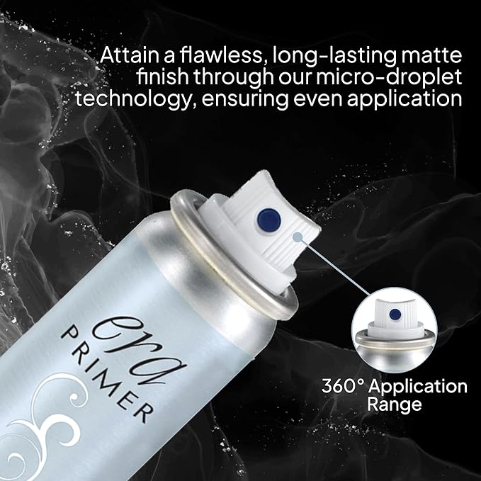 ERA Beauty Essentials Airbrush Makeup Collection (Era Face spray on Foundation - Y1 Vanilla + Era Primer + Sponge)