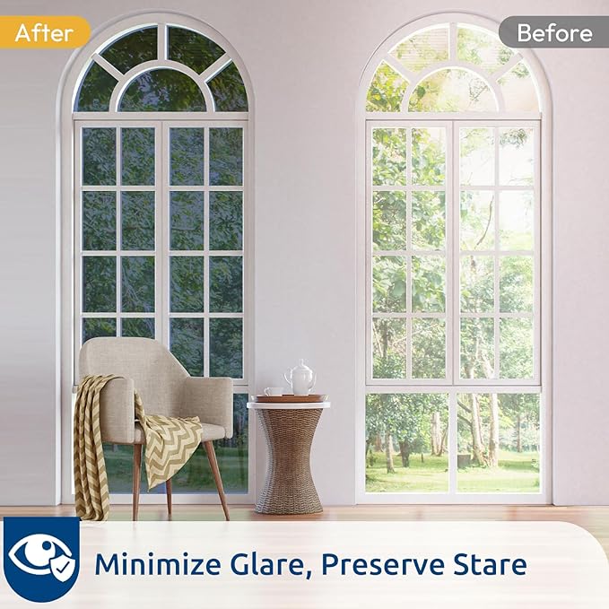 rabbitgoo Window Privacy Film One Way Window Tint for Home, Removable Reflective Heat Sun Blocking Anti UV Glass Door Covering, Mirror Tinting Film House Office, 29.5 in X 13.1 Feet, Blue Silver