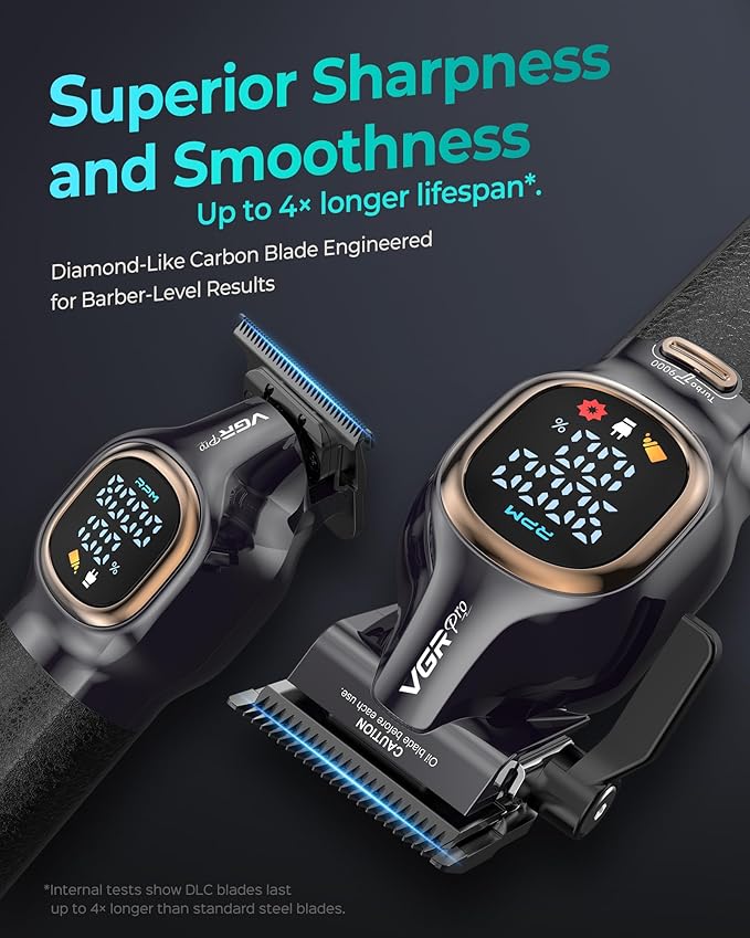 Professional Hair Clippers for Men, Professional Barber Clippers and Trimmer Set, Cordless Hair Clippers for Hair Cutting with Package Case, Powerful 9000 PRM Rechargable Electric (Black)