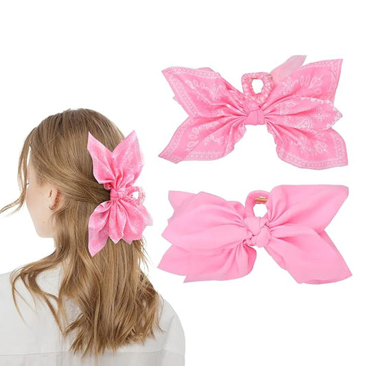 Bow Claw Clips Bow Hair Clips 2PC Pink Big Hair Bows for Women Butterfly Styling Large Hair Clips for Thick Hair for Girls Hair Accessories for Teen