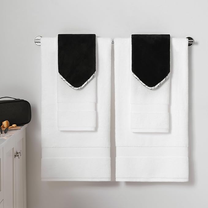 Arkwright Makeup Towels - Bulk Case of 108 - Ultra Soft & Gentle Microfiber Coral Fleece Washcloth Face Make Up Remover, Reusuable Eraser Cloth Essentials for Hosts & Artists, 13 x 13 in, Black/White