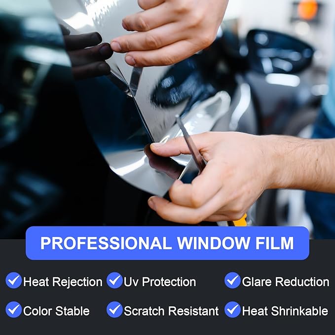 Auto Window Tint Film Roll - 5% VLT Privacy, UV Protection, Scratch & Heat Resistant - Blackout Shade for Car Windows - Nano Carbon Formula - Automotive Baby Protection - 24" x100' Roll