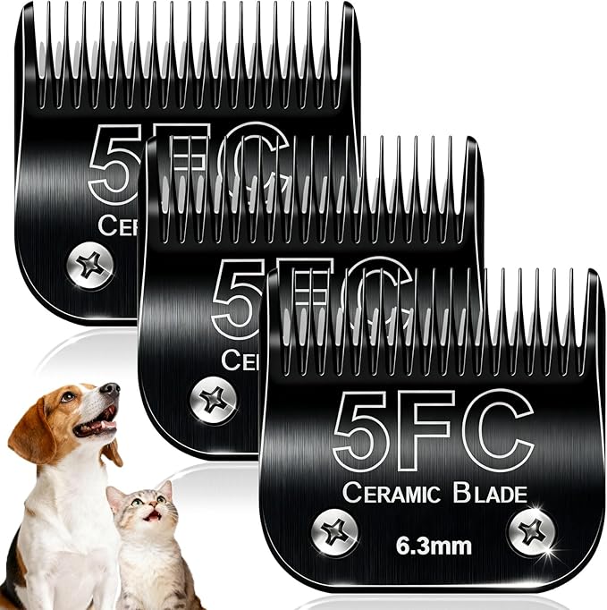 Dog Grooming Clipper Blades Replacement Compatible with Andis Dog Clippers,Most OsterA5, Wahl KM Series Pet Clippers (Black(5FC))
