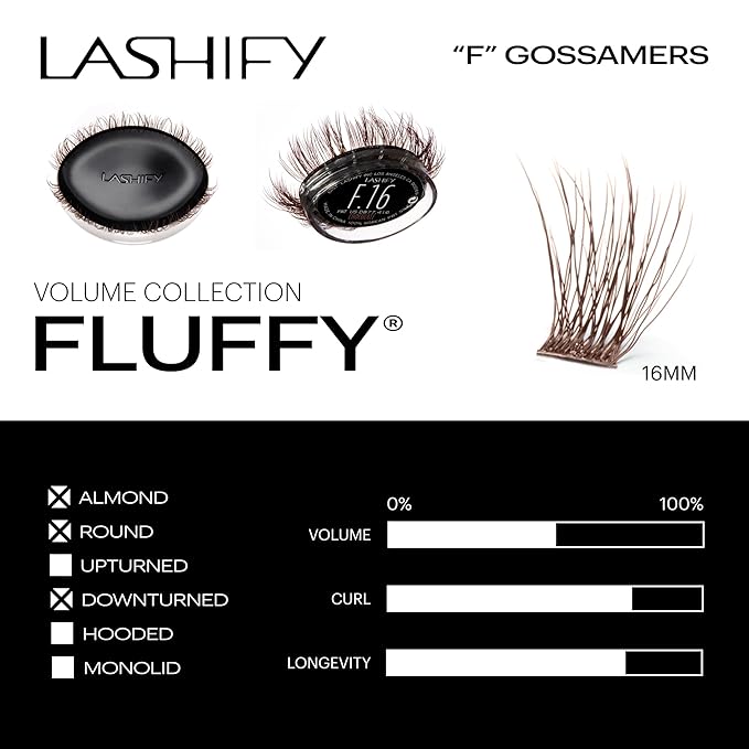 Lashify Fluffy 16mm Gossamer DIY Eyelash Extensions Refill, Chocolate Color, Easy False Lashes To Add Fullness and Dimension
