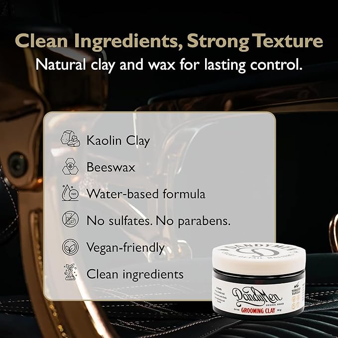 Grooming Clay – Strong Hold, Natural Matte Finish, and Flexible Styling with Kaolin Clay & Beeswax – Tobacco Vanilla Scent – 3.4 oz (1-pack)