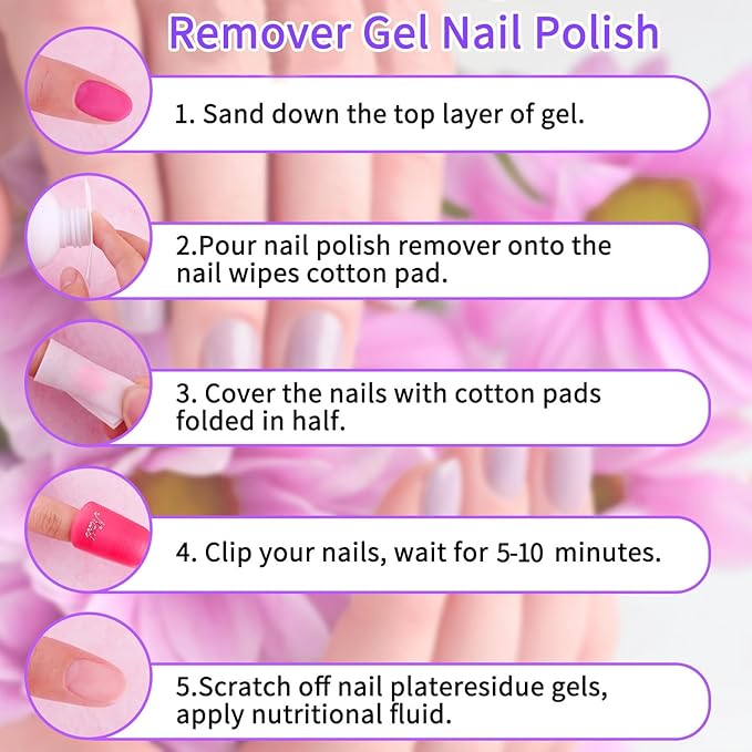 Nail Polish Remover 4Fl.Oz Nail Polish Remover Kit Professional Nail Glue Remover Quickly & Easily Remove Dip Powder Artificial Nails,Glitter Polish,Builder gel,poly gel acrylic powder.