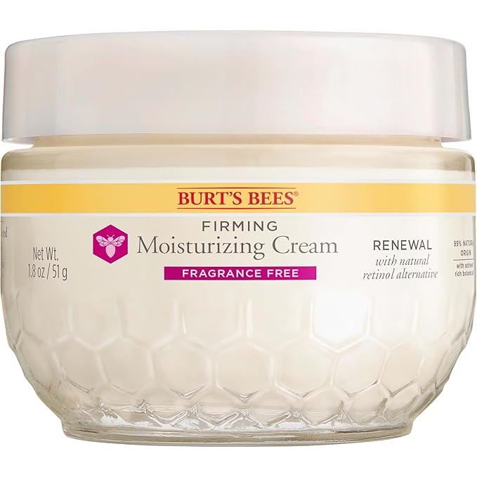 Burt's Bees Renewal Fragrance-Free Firming Moisturizing Face Cream With Natural Retinol Alternative, Firming Face Cream With Bakuchiol, 99 Percent Natural Origin Skin Care, 1.8 oz. Tub