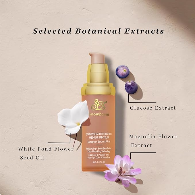 4 in 1 Foundation Colour Changing Liquid - Hydrating Medium/Light full coverage concealer with SPF 50+ Inspired -Longwearing & Waterproof-Care makeup 1oz(30ml)