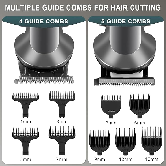 Hatteker 8-in-1 Multi-Functional Grooming Kit for Men Beard Trimmer for Men Hair Clipper Precision TrimmerNose Ear Trimmer Body Groomer Zero-Gap T-Blade, IPX7 Waterproof Cordless Trimmer Set