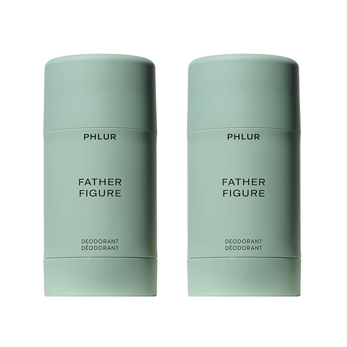 PHLUR Father Figure Deodorant Duo - Natural 48 Hour Odor Protection - Baking Soda Free & Aluminum Free Deodorant with Salicylic Acid, Arrowroot Powder & Tamanu Oil (2 x 1.76 oz)