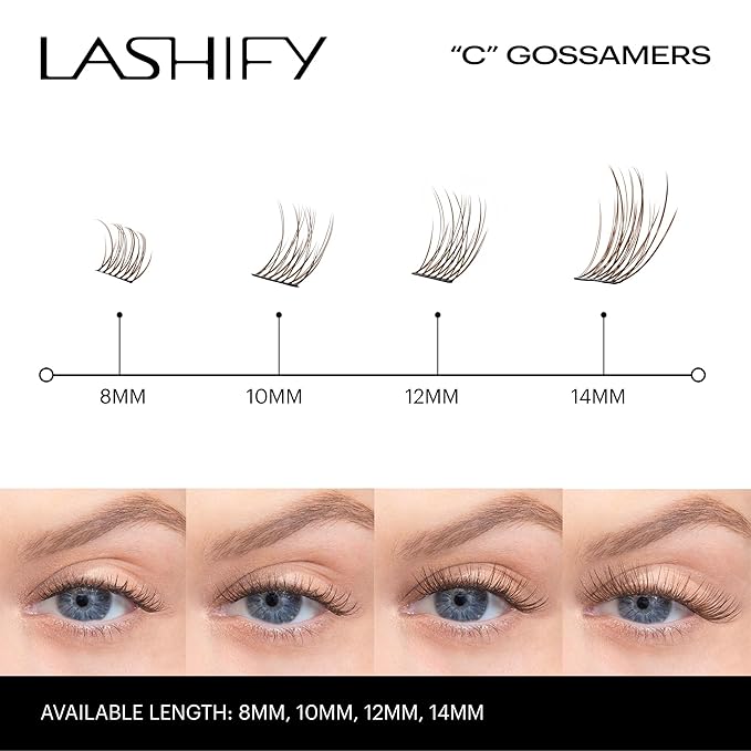 Lashify Curl 8mm Gossamer Eyelash Extensions Refill, Minx Color, DIY False Lashes for a Natural Look