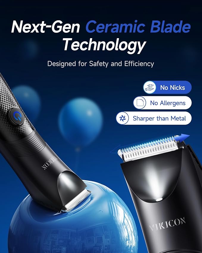 Manscape Trimmer for Men - No Nicks Electric Razor-Shaver for Balls/Pubic/Groin/Legs/Chest Hair Removal w/Light & Ceramic Blade, IPX7 Waterproof Body Groomer USB-C Charging, Gifts for Him Dad