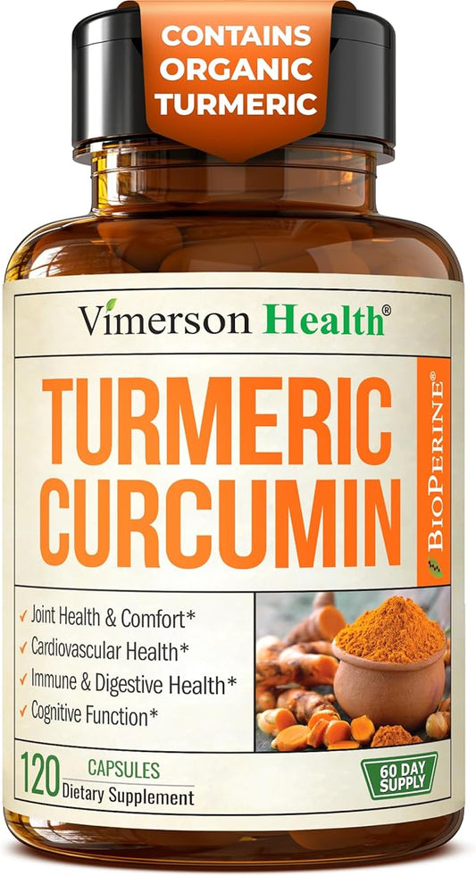 Turmeric Curcumin Supplement with Black Pepper Extract - High Potency Organic Turmeric 1200mg & 95% Curcuminoids for Joint & Digestive Health - Joint Support Supplement - 120 Vegan Curcuma Capsules