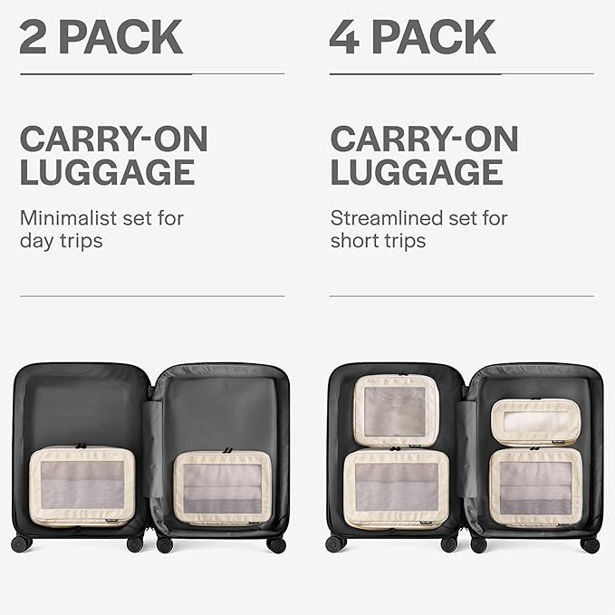 Aerotrunk Compression Packing Cubes for Travel - Luggage Organizer Bags - Double Zipper Packing Cubes for Suitcases (2-Pack, Beige)