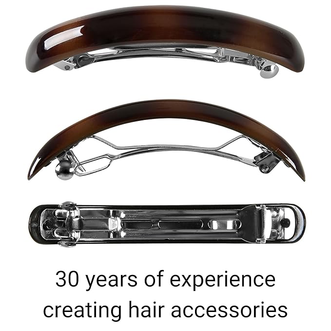 Stylish Tortoise Shell Hair Clip - Autoclasp Barrettes For Styling in an Updo, Bun, Ponytail - Strong Korea Made Accessory for Thick, Medium Volume Hair - Set of 3 Pieces, 3 Colors