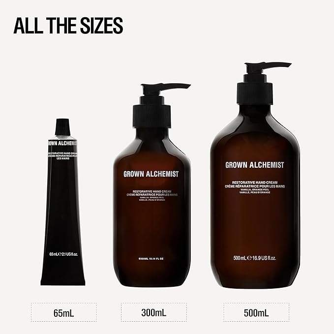 Grown Alchemist Restorative Hand Cream. Vanilla and Orange Peel. Non-Greasy Moisturizer that Soothes & Softens Hands, 16.9 Ounce (500 mL)