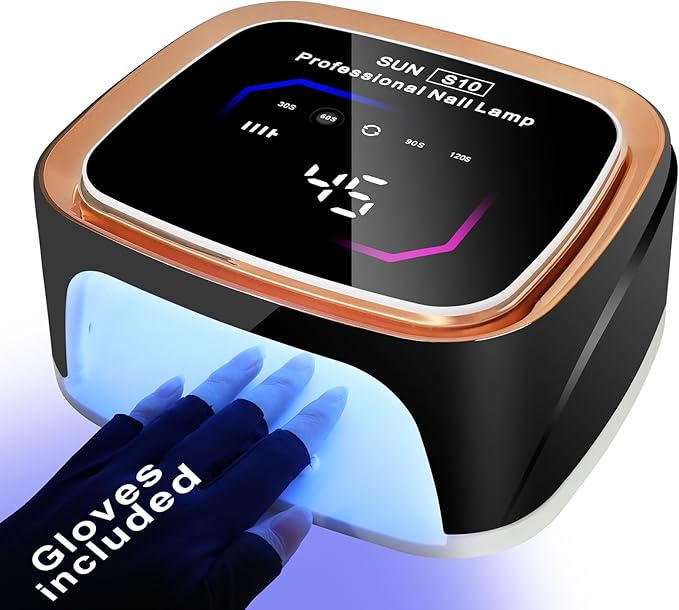 LimeGirl Cordless Black Nail Lamp for Gel X, Professional LED UV Nail Curing Lamp for Gel Nail Polish, Fast Nail Dryer with 4 Timers & Sensor, Rechargeable UV Lights for Salon & Home