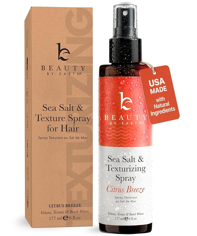Beauty by Earth Sea Salt Spray for Men & Women - Texture Hair Spray for Adding Volume & Beachy Waves, USA Made with Organic Ingredients
