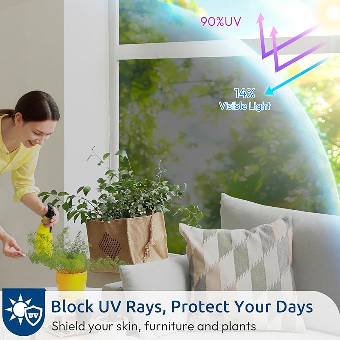 rabbitgoo Window Privacy Film One Way Window Tint for Home, Removable Reflective Heat Sun Blocking Anti UV Glass Door Covering, Mirror Tinting Film House Office, 23.6 in X 16.4 Feet, Black Silver