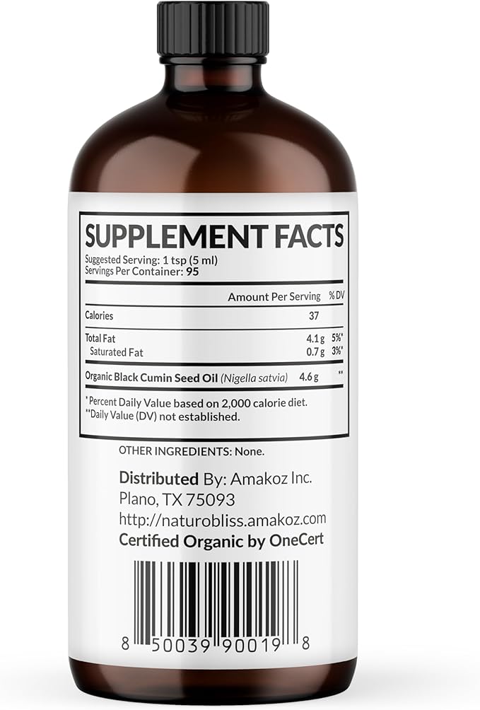 NaturoBliss Organic Black Seed Oil 100 Virgin Cold Pressed in Glass Bottle Omega 3 6 9 Super Antioxidant Immune Support Joints Mobility Digestion Hair Skin Vegan Gluten-Free NonGMO USDA Certified 16oz