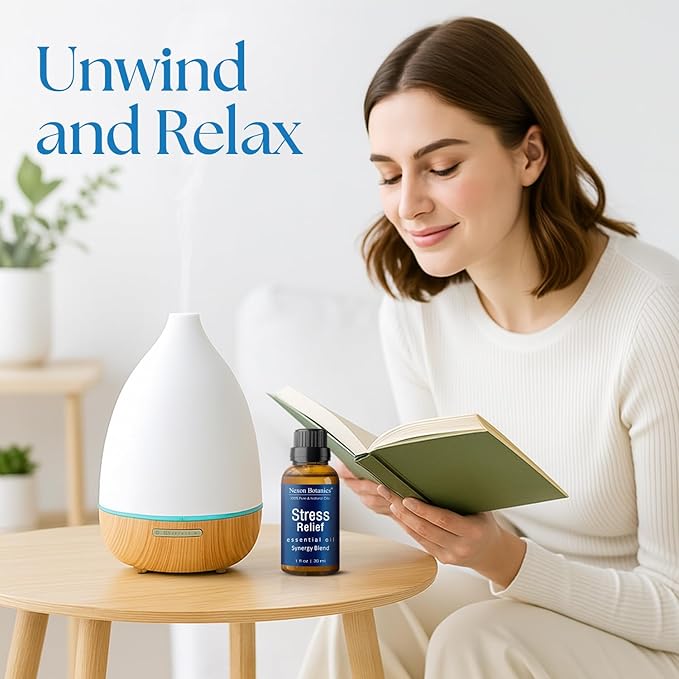 Stress Relief Essential Oil Blend 30 ml - Stress Relief & Calm Essential Oil for Diffusers & Aromatherapy - Promotes Relaxation & Rest - Nexon Botanics